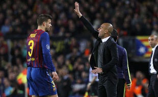 L'entraîneur du Barcelone, Pep Guardiola, lors du match contre Chelsea, le 24 avril 2012 à Barcelone.