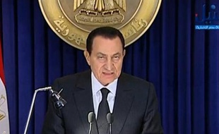 Hosni Moubarak dans une invervention télévisée diffusée le 28 janvier 2011.