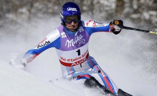 Le skieur français Jean-Baptiste Grange, lors du slalom des championnats du monde de Val d'Isère, le 15 février 2009.
