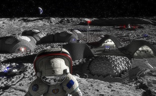 Un visuel des projets de la future base d'exploration sur la Lune.