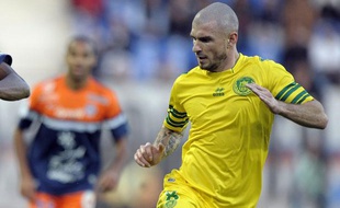 Le milieu de terrain nantais Vincent Bessat lors d'un match à Montpellier, le 3 novembre 2013.
