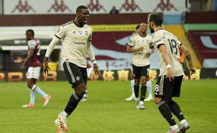 Paul Pogba a marqué pour la première fois depuis plus d'un an, lors de MU-Aston Villa, le 9 juillet 2020.