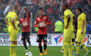 Le désarroi nantais sur le deuxième but rennais signé Sio.