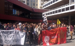 La manifestation contre la loi Travail ici dalle du Colombier à Rennes, le 12 avril 2016.