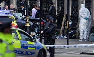Des policiers près de Westminster où a eu lieu une attaque mercredi 22 mars 2017 à Londres.