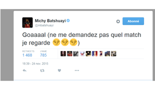 Le tweet de Michy Batshuayi pendant le match entre Lyon et La Gantoise