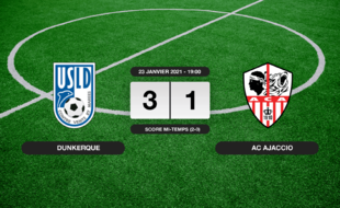 Ligue 2, 21ème journée: L'USL Dunkerque bat l'AC Ajaccio 3-1 à domicile
