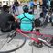 Manifestation de plusieurs dizaines de livreurs de Deliveroo à Paris