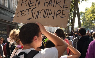 Un manifestant pendant la Marche pour le climat à Paris, le 21 septembre 2019.