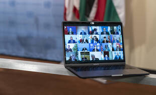 Réunion virtuelle du Conseil de sécurité de l'ONU sur la situation au Proche-Orient, le 16 mai 2021.