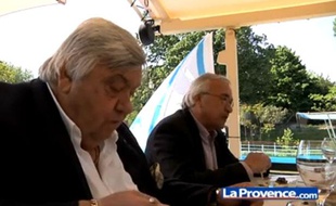 Capture d'écran d'un repas entre Louis Nicollin (à g.) et Jean-Claude Dassier, organisé par La Provence et le Midi Libre.
