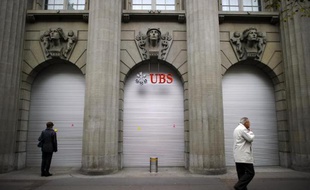 Le logo de la banque suisse UBS, le 15 octobre 2011 à Zurich