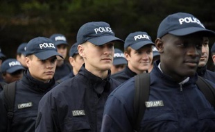 Des élèves policiers, le 5 novembre 2014 à l'Ecole nationale supérieure de police (ENSP) de Nîmes