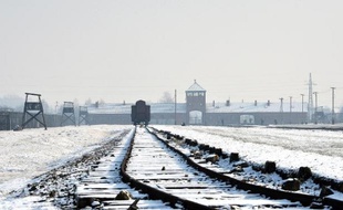 Des voies ferrées dans le camp de Auschwitz-Birkenau, le 27 janvier 2014