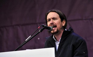 Le leader de Podemos, Pablo Iglesias, lors de la manifestation de Madrid, le 31 janvier 2015