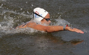 Aurélie Muller lors d'un 10km de compétition en Russie, en 2015.
