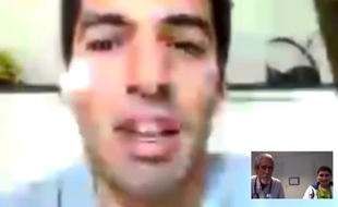Le footballeur du FC Barcelone Luis Suarez surprend un enfant atteint du cancer sur Skype, le 5 mai 2015.