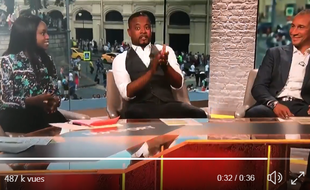 Patrice Evra sur le plateau d'une chaîne anglaise.