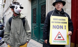 Des manifestants contre le projet des mille vaches devant le ministère de l'Agriculture, le 15 novembre 2013.