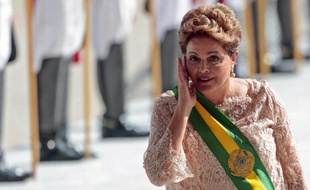 La présidente brésilienne Dilma Rousseff lors de la cérémonie d'investiture le 1er janvier 2015 à Brasilia