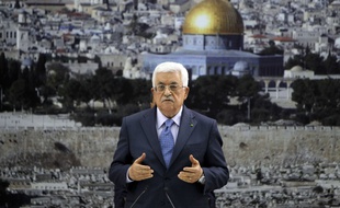 Mahmoud Abbas, président de la Palestine le 26 mars 2015 devant Jerusalem.