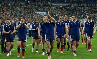 L'équipe de France de rugby après le match contre l'Irlande le 15 mars 2014.