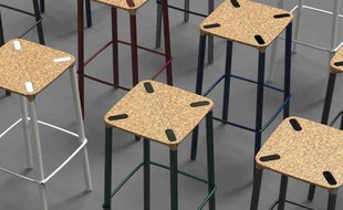 Des tabourets fabriqués à partir de drêches de bière.