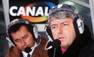 Charles Biétry et Michel Denisot au parc des Princes en 1985