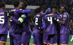 La Coupe de France, un exutoire afin d'oublier le morne quotidien du championnat pour les joueurs du TFC. Ici, lors de la victoire contre Nice (4-1), en 32es de finale le 6 janvier 2019 au Stadium de Toulouse.