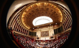 Vue de l'hémicycle de l'Assemblée nationale, le 4 mars 2009 à Paris