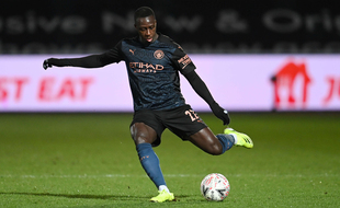 Benjamin Mendy sous le maillot de Manchester City, le 23 janvier 2021.
