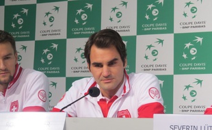 Roger Federer lors de la conférence de presse mardi au stade Pierre-Mauroy