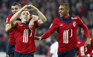 Lucas Digne buteur contre Lorient, le 7 avril 2013 à Lille.