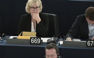L'eurodéputée Nadine Morano au parlement européen le 8 octobre 2015 à Strasbourg