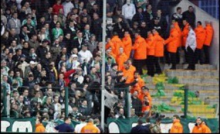Un supporteur lyonnais, qui avait renvoyé un fumigène en direction d'un groupe de supporteurs stéphanois samedi, lors du match de L1 de football Saint-Etienne-Lyon (1-3), a été condamné lundi à deux mois de prison ferme par le tribunal correctionnel de Saint-Etienne.