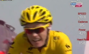 Capture d'écran de la vidéo de l'ascension du Mont-Ventoux par Chris Froome en 2013.