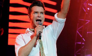 Stephen Gately, le chanteur de Boyzone, le 26 mai 2009 lors d'un concert à Dublin en Irlande.