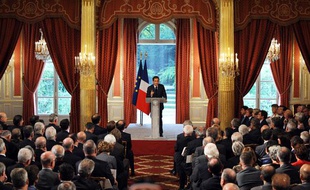 Nicolas Sarkozy ouvre la 18e conférence des ambassadeurs à Paris le 25 août 2010.