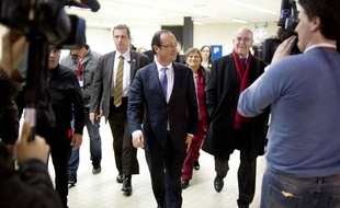 François Hollande, lors d'un déplacement à Brest, le 30 janvier 2012.