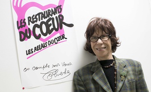 Veronique Colucci, le 21 novembre 2017 lors du lancement de la 33e campagne d'hiver des Restos du Coeur au centre de la Grange aux Belles à Paris.