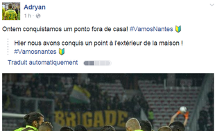 Le post du Brésilien Adryan.