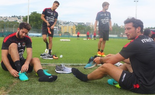 Les joueurs de l'OGC Nice lors de leur premier entraînement de la saison 2016-2017.