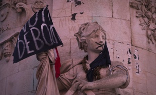 Place de la République à Paris où le mouvement Nuit debout s'est abrité