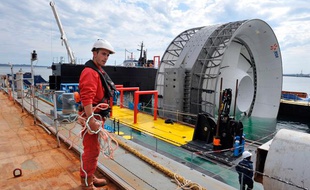 L'hydrolienne d'EDF installée au large de Paimpol-Bréhat