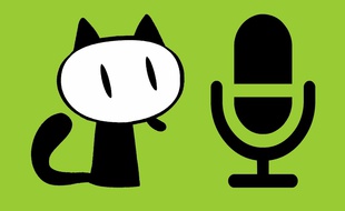 Le Fauve (la mascotte du festival d'Angoulême) et un microphone