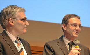 Patrick Tavaris et Pablo Oliver, lors de la remise du prix, jeudi au Corum.