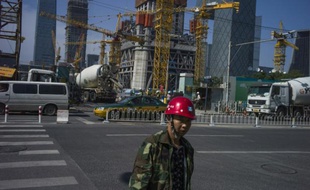 Un chantier de construction dans un quartier de Pékin, le 23 septembre 2015 en Chine