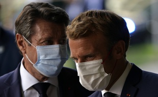 Le maire de Nice Christian Estrosi et Emmanuel Macron, le 14 septembre à Nice