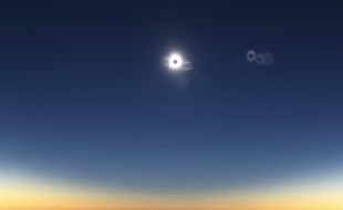 Une éclipse totale de soleil vue depuis un avion