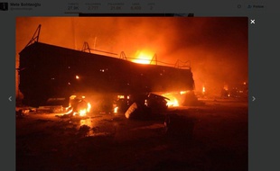 Image non-authentifiée du convoi humanitaire touché par des raids en Syrie, le 19 septembre 2016, relayées par CNN Turk.